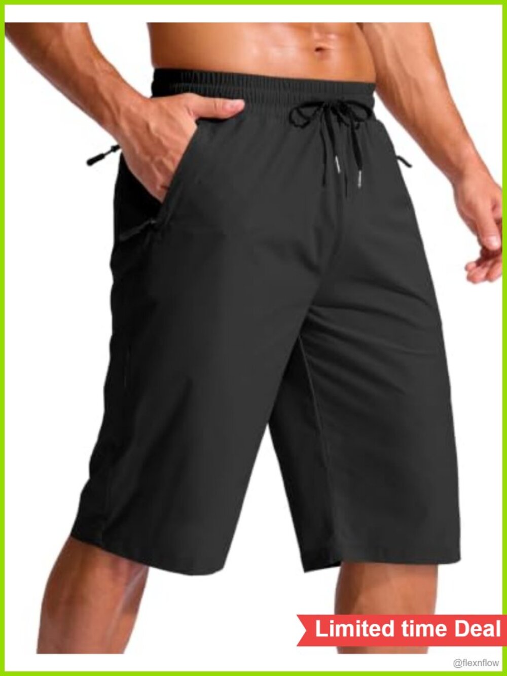 Men's 13" Inseam Swim Trunks Quick Dry Board Shorts 3 Zipper Pockets